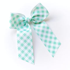 Mint Gingham Ribbon Bow
