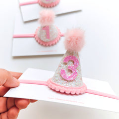 Pink Confetti Birthday Party Hat Headband