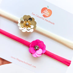 Gul Sequin Flower Baby Headbands