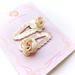 Ivory Rose Snap Clips