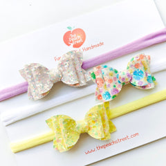 Pastel Micro Bow Headband Set