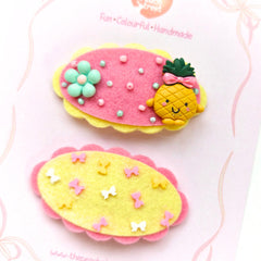 Pineapple & Bow Sprinkle Snap Clips
