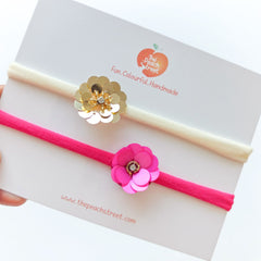 Gul Sequin Flower Baby Headbands