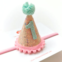 Birthday Party Hat Headband- Peachy Pink