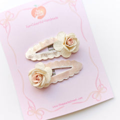 Ivory Rose Snap Clips