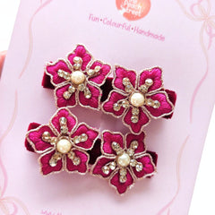 Gulnaar Zari Flower Hair Clips
