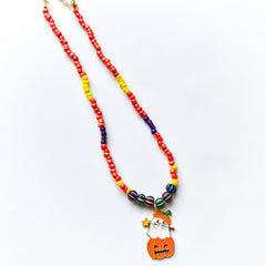 Ghostly Pumpkin Bead Necklace