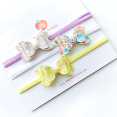 Pastel Micro Bow Headband Set