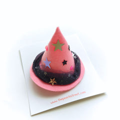 🌸🔮 Pink Starry Witch Hat (Clip / Headband)