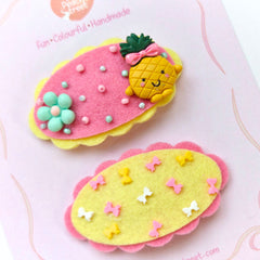 Pineapple & Bow Sprinkle Snap Clips