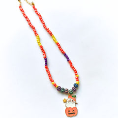 Ghostly Pumpkin Bead Necklace