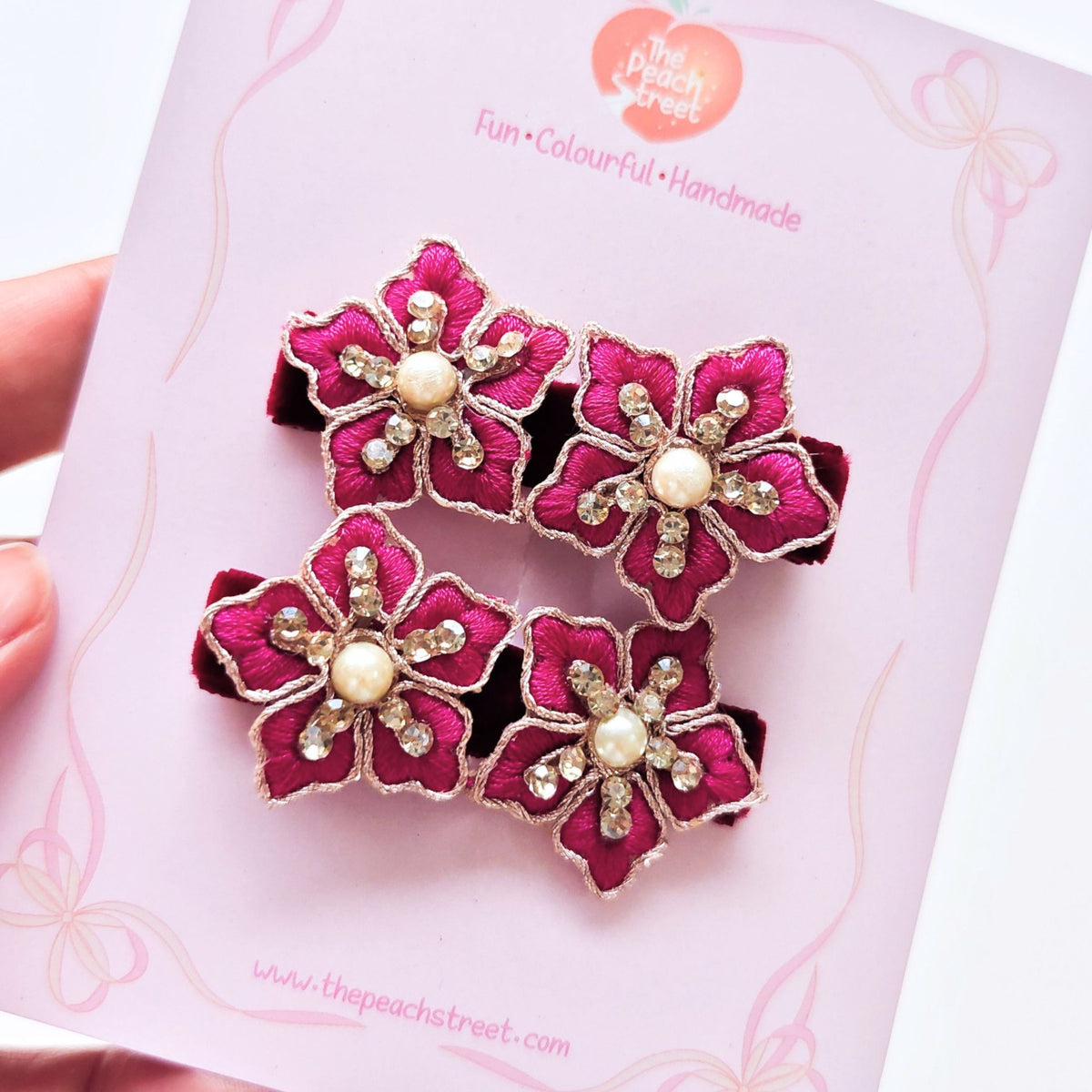 Gulnaar Zari Flower Hair Clips