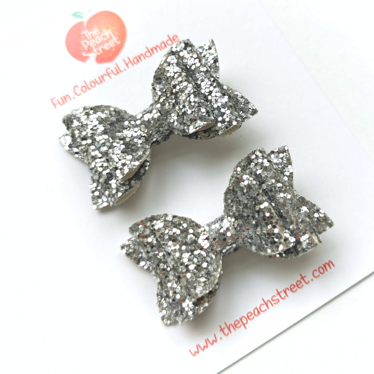 Pigtail Bows- Silver