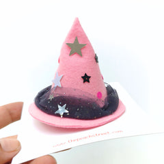 🌸🔮 Pink Starry Witch Hat (Clip / Headband)
