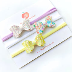 Pastel Micro Bow Headband Set