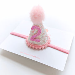 Pink Confetti Birthday Party Hat Headband