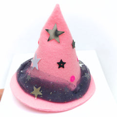 🌸🔮 Pink Starry Witch Hat (Clip / Headband)