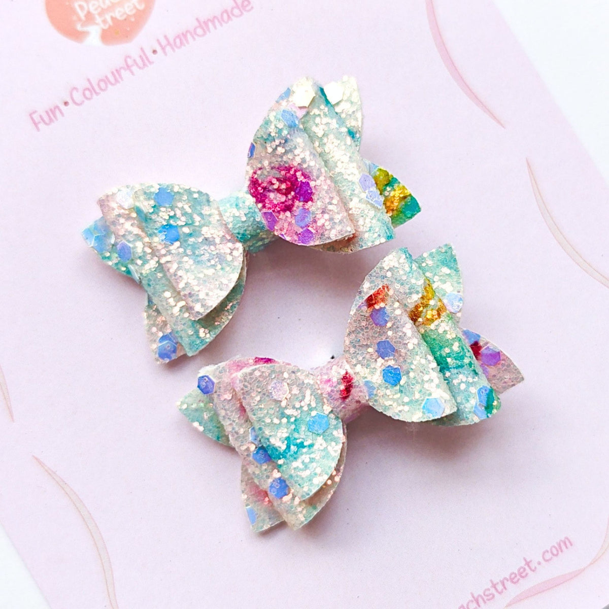 Glittery Floral Pigtail Bows