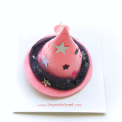 🌸🔮 Pink Starry Witch Hat (Clip / Headband)