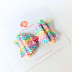 Rainbow Sprinkle Glitter Bow Hair Clip