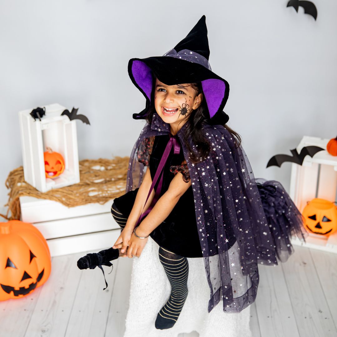 Witch's Hat & Cape Set in Black
