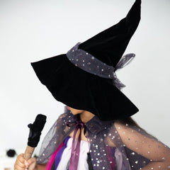 Witch's Hat & Cape Set in Black
