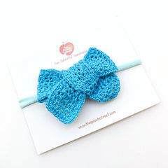 Hand Tied Crocheted Bows Headband