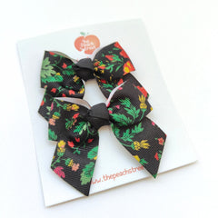 Black Floral Print Bows