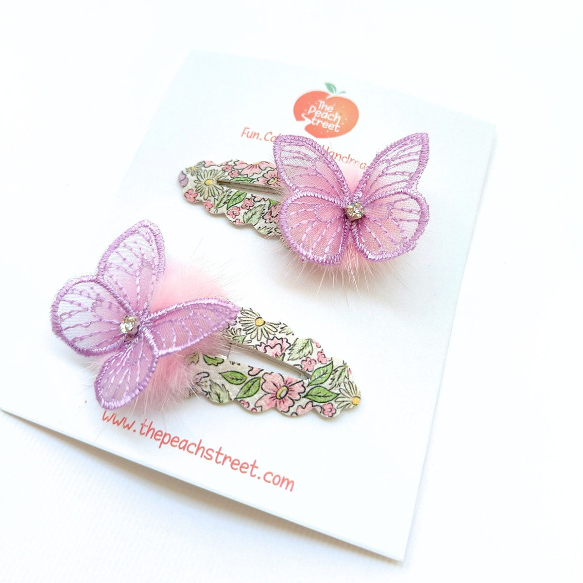 Floral Print Butterfly Snap Clips