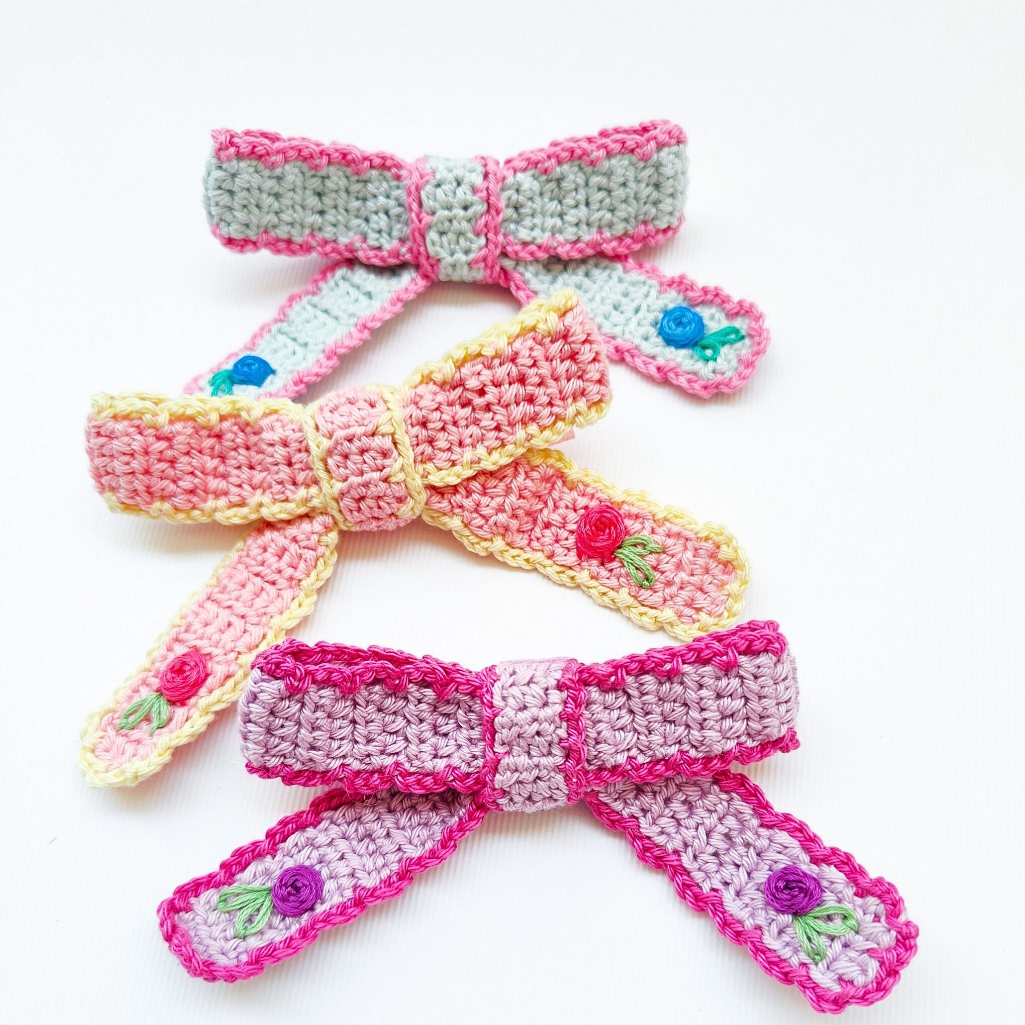 Crocheted Embroidered Bow