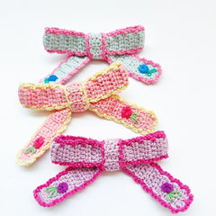 Set of 3 Crocheted Embroidered Bows