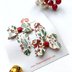 Holly Berry Bow Snap Clips