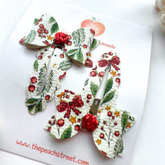 Holly Berry Bow Snap Clips