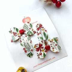Holly Berry Bow Snap Clips