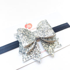 Silver Festive Bow Headband