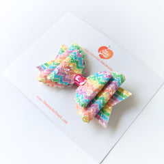 Rainbow Sprinkle Glitter Bow Hair Clip