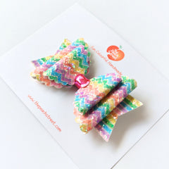 Rainbow Sprinkle Glitter Bow Hair Clip