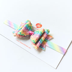 Rainbow Sprinkle Glitter Bow Headband