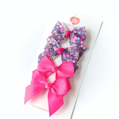 Fuchsia Bloom Bow Set – Pack of 4 Hair Clips