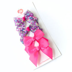 Fuchsia Bloom Bow Set – Pack of 4 Hair Clips