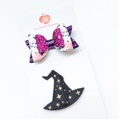Halloweeen Hair Clips- Witch's Hat & Bow