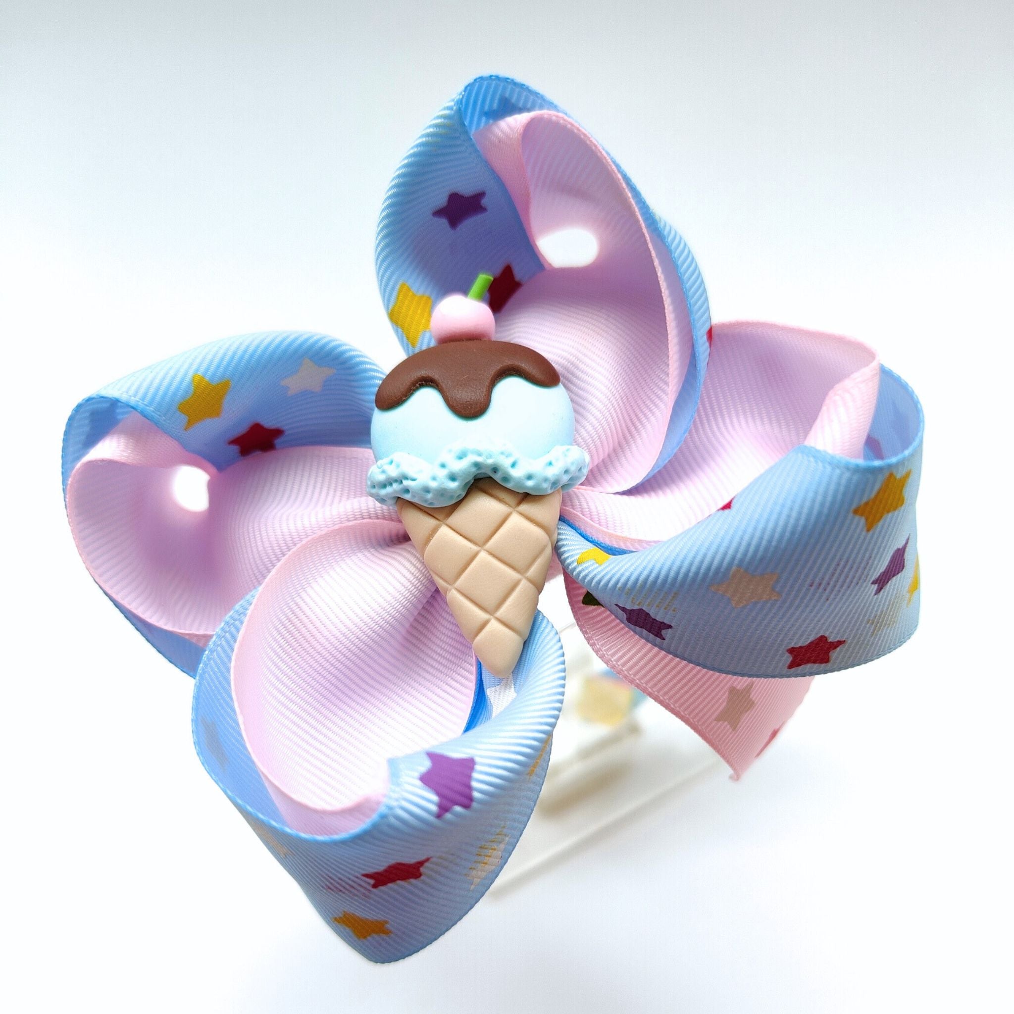 Ice- Cream Cone Boutique Bow Hairband- Blue