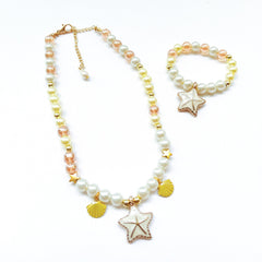 Starfish & Pearls Necklace Bracelet Set