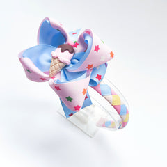 Ice- Cream Cone Boutique Bow Hairband- Pink