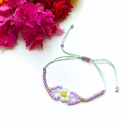 Lilac Daisy Beaded Rakhi 🌼