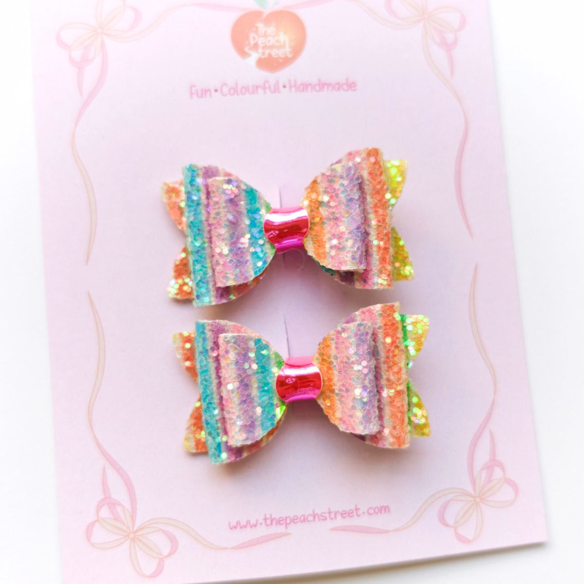 Rainbow Stripe Pigtail Bows