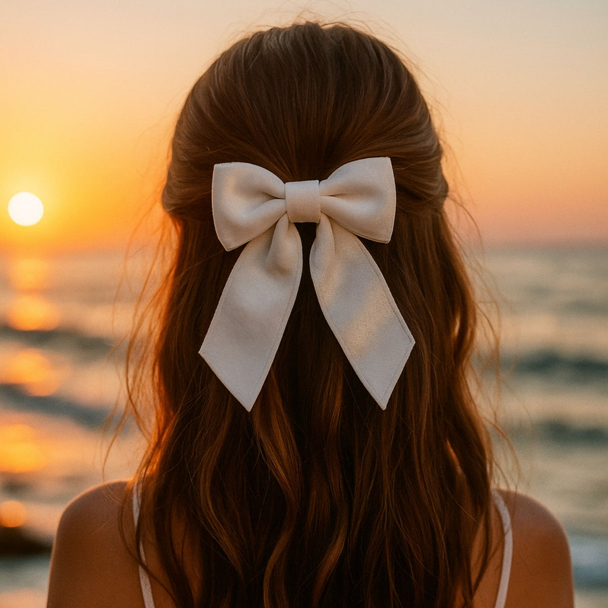 🤍 Cousins Classic Bow (White Velvet)