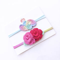 Hearts & Roses Crocheted Set of 2 Headbands