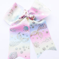 Mermaid Tail Silver Foil Print Cheer Bow