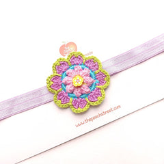 Vibrant Flower Headband-Lilac/Lime